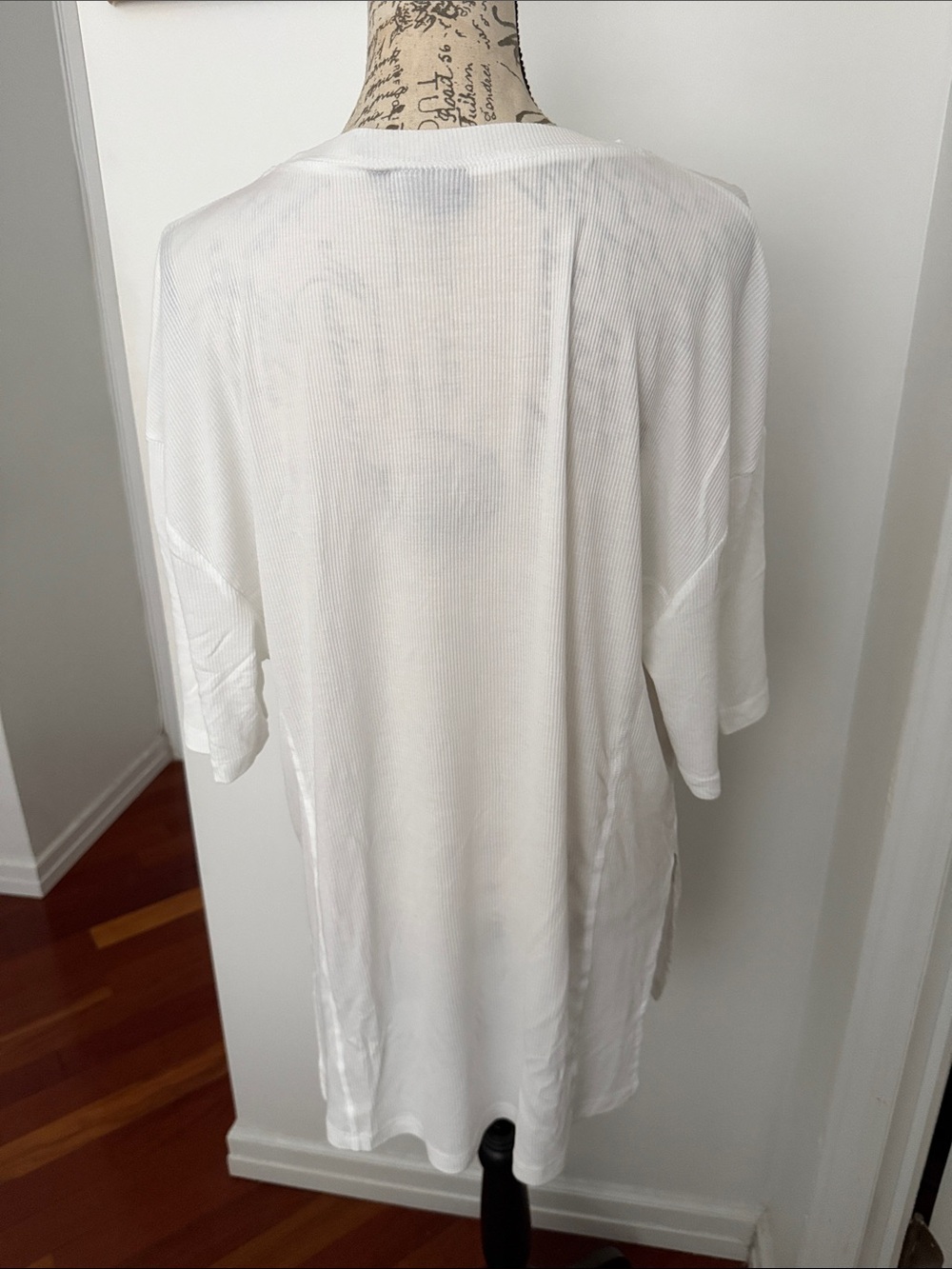 ASOS White Ribbed-Like Relaxed Tunic Tee - Picture 3 of 7